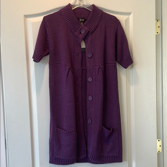 NWT love Lola Purple Short Sleeve Cardigan - Picture 1 of 7